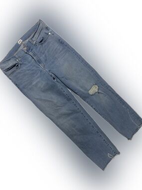 Edwin Light Blue Straight-Leg Jeans with Knee Distress